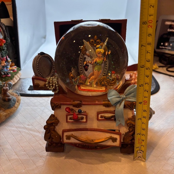 Disney Tinker Bell Treasure Jewelry Box Musical Water Snow Globe You Can Fly - Picture 11 of 13